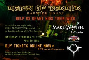 Reign of Terror Haunted House Hosts One Night Event to Benefit Make-A-Wish Foundation